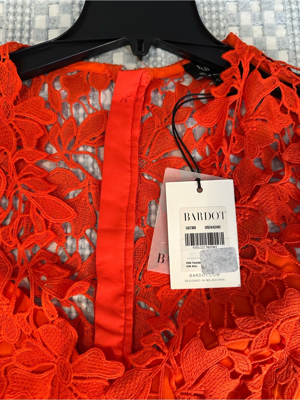 NWT Bardot Grenadine Orange Floral Lace Midi Dress Size 16 - Picture 9 of 9